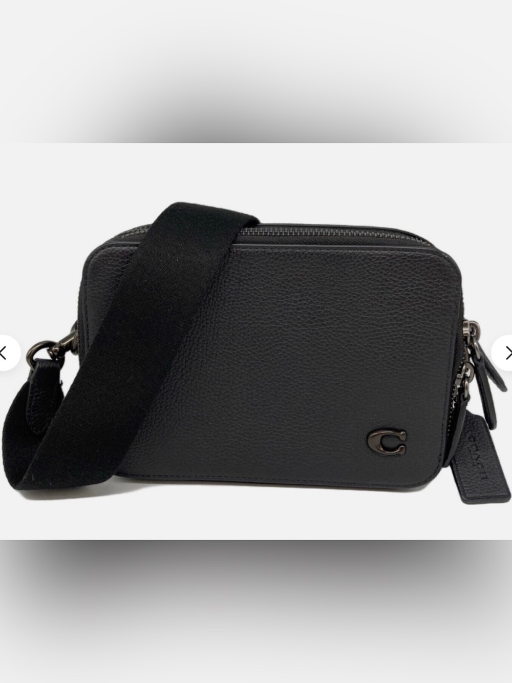 Coach Black Pebbled Leather Belt Bag with Webbing Strap